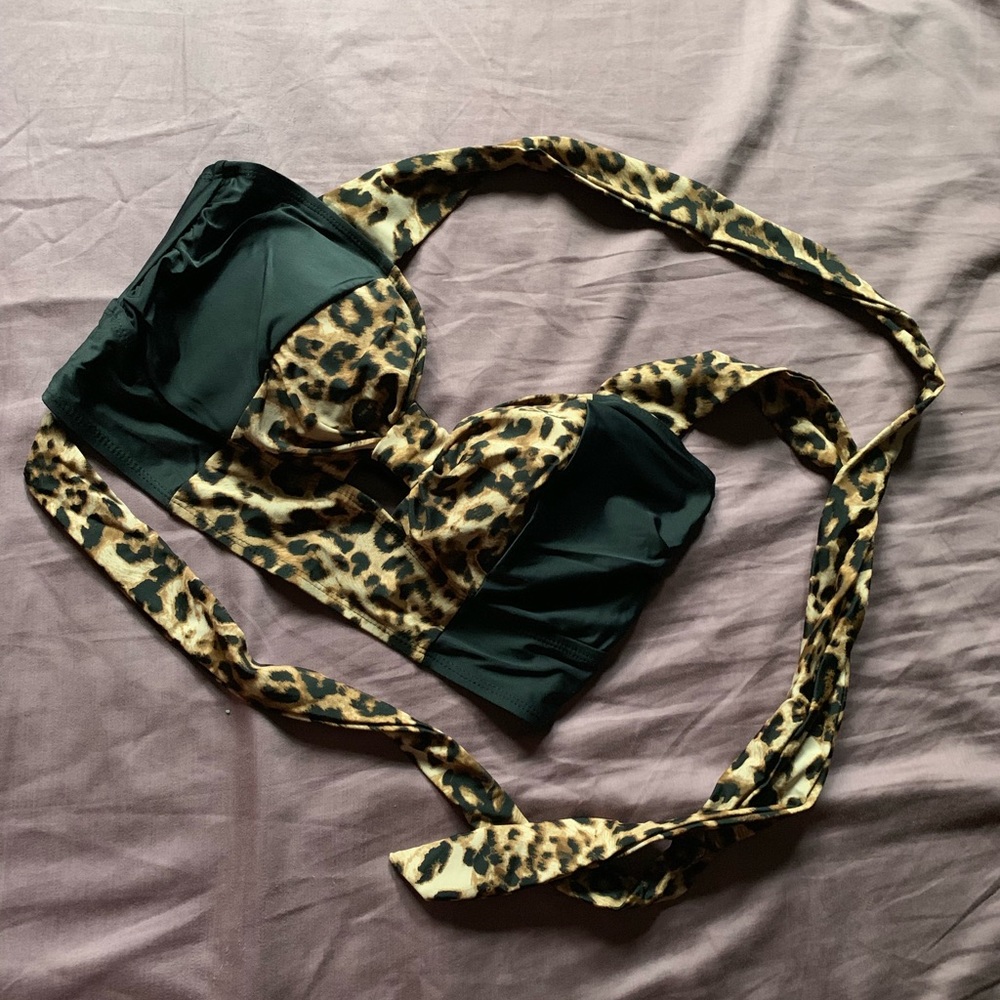 Torrid brand leopard print swim suit top